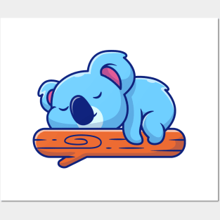 Cute Koala Sleeping On Tree Posters and Art